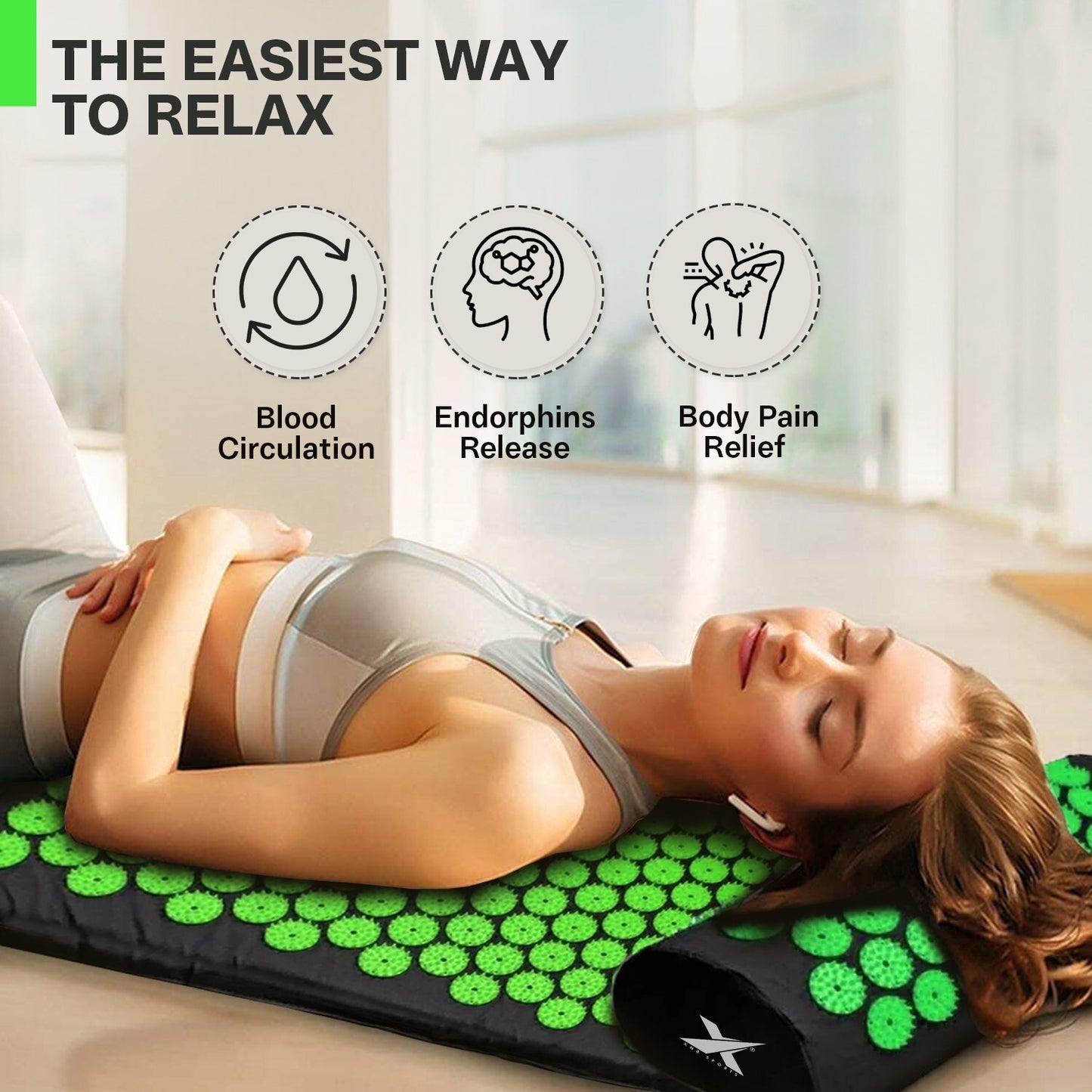 Experience Ultimate Relaxation with XN8 Acupressure Body Mat & Pillow Set for Stress Relief and Massage