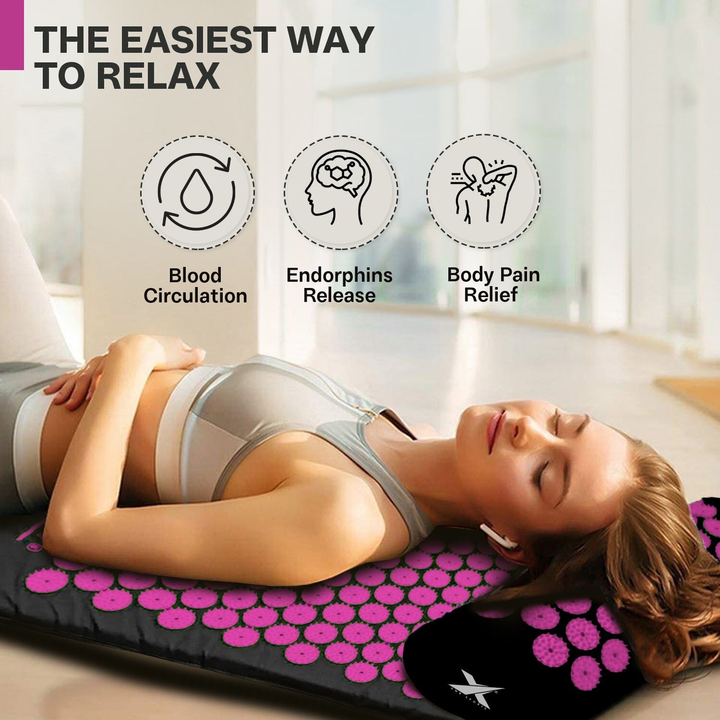 Experience Ultimate Relaxation with XN8 Acupressure Body Mat & Pillow Set for Stress Relief and Massage