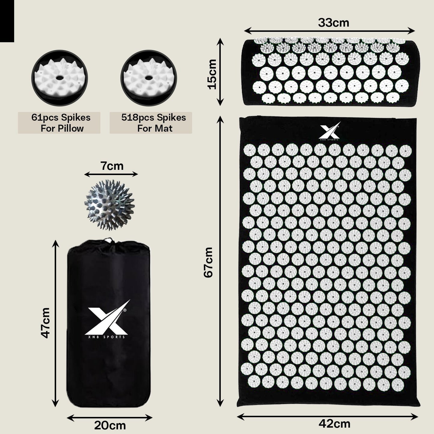 Experience Ultimate Relaxation with XN8 Acupressure Body Mat & Pillow Set for Stress Relief and Massage
