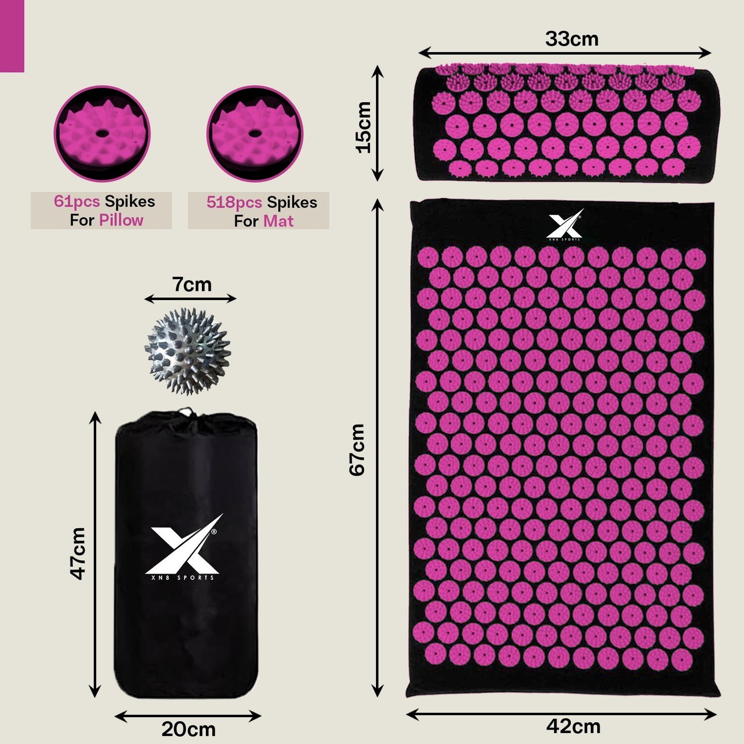 Experience Ultimate Relaxation with XN8 Acupressure Body Mat & Pillow Set for Stress Relief and Massage