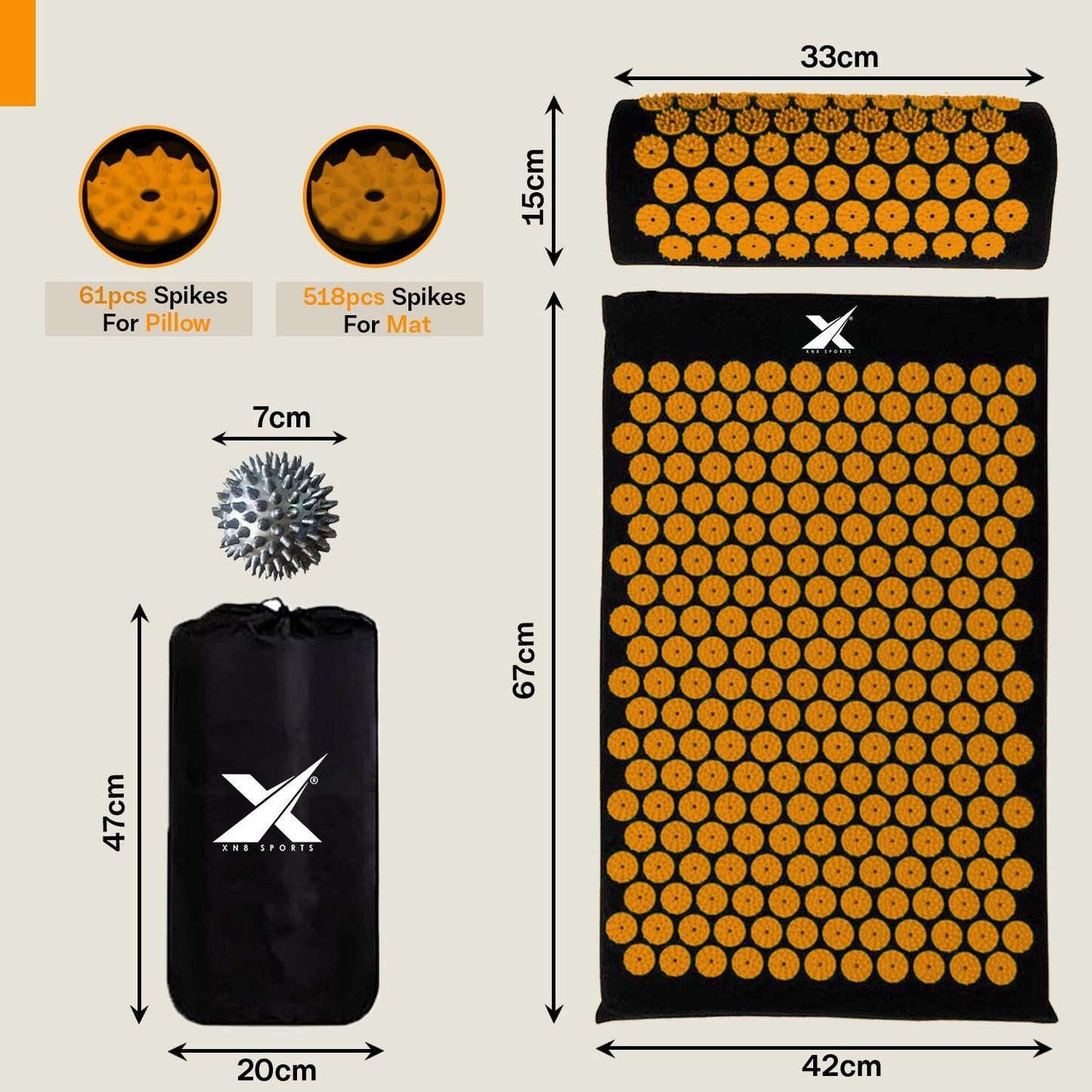 Experience Ultimate Relaxation with XN8 Acupressure Body Mat & Pillow Set for Stress Relief and Massage