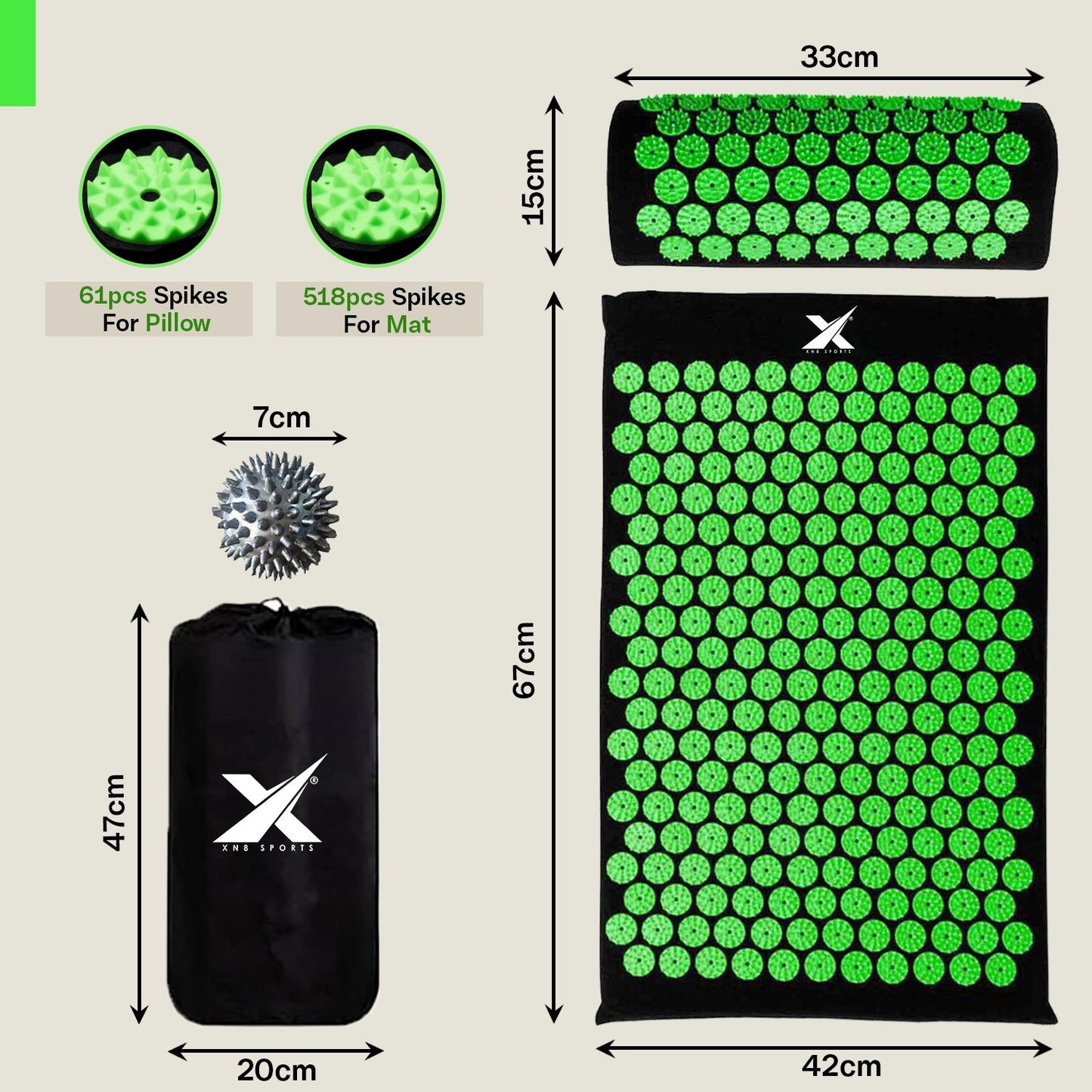 Experience Ultimate Relaxation with XN8 Acupressure Body Mat & Pillow Set for Stress Relief and Massage