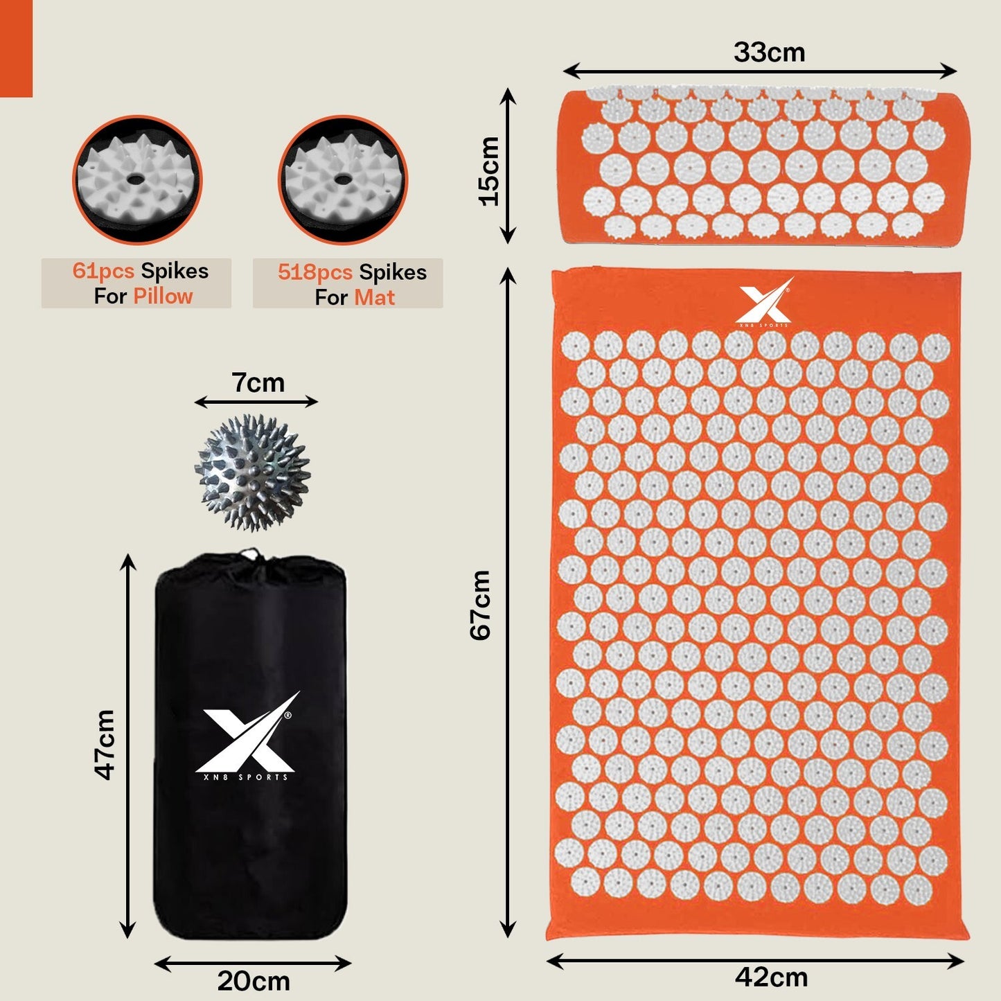 Experience Ultimate Relaxation with XN8 Acupressure Body Mat & Pillow Set for Stress Relief and Massage
