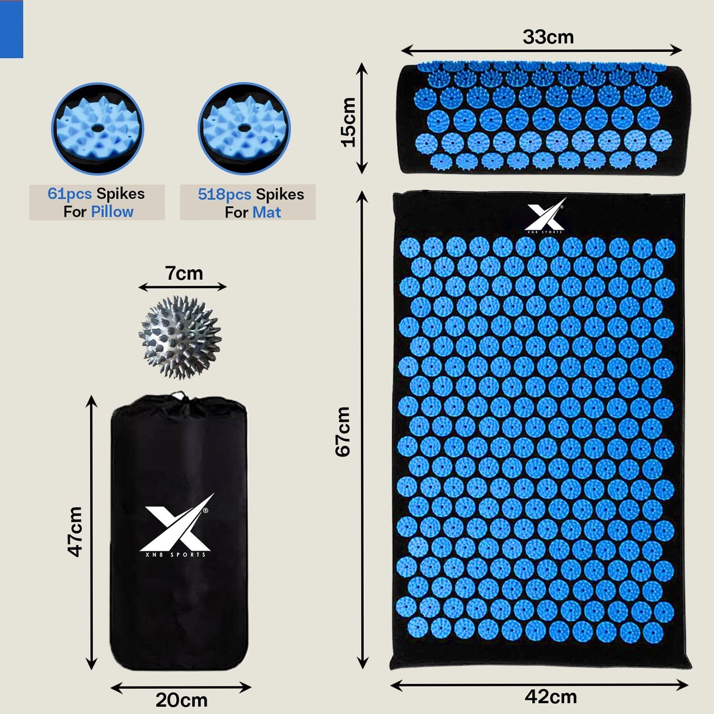 Experience Ultimate Relaxation with XN8 Acupressure Body Mat & Pillow Set for Stress Relief and Massage