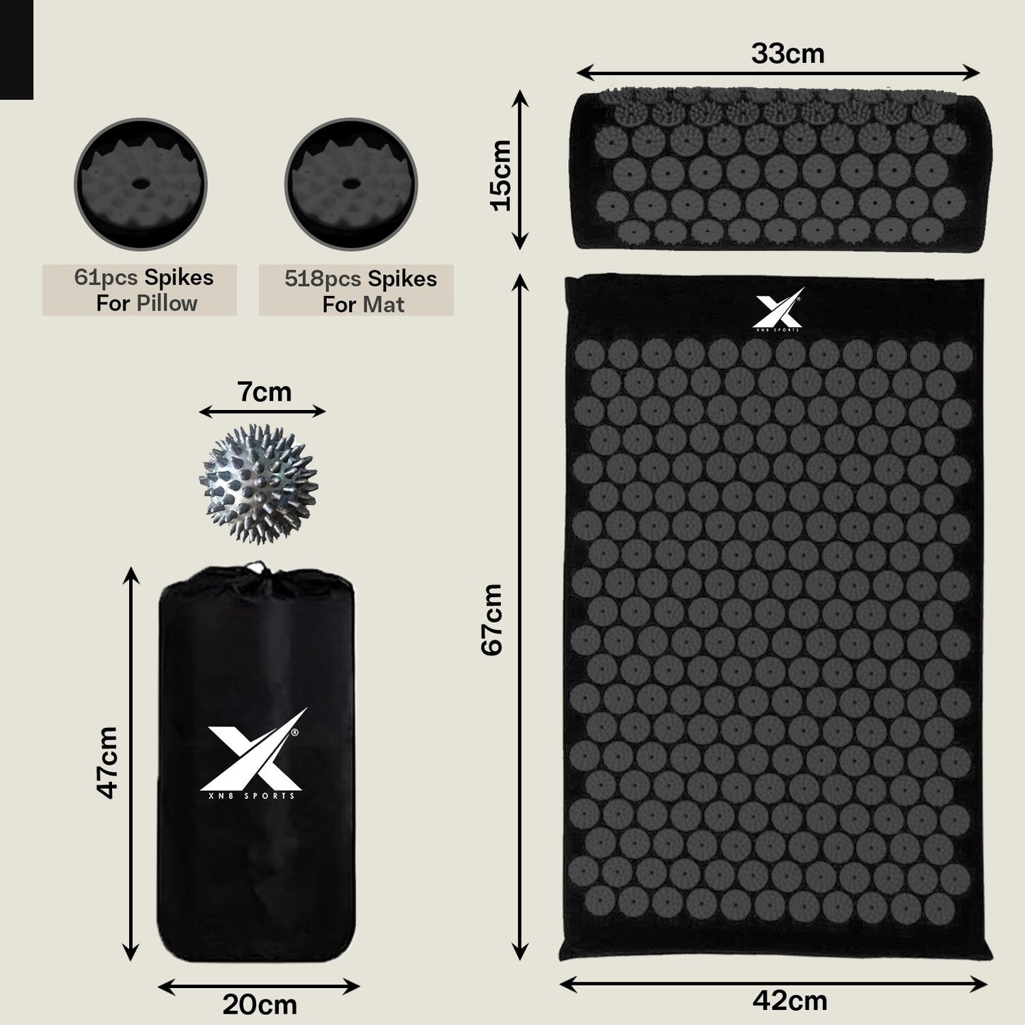 Experience Ultimate Relaxation with XN8 Acupressure Body Mat & Pillow Set for Stress Relief and Massage