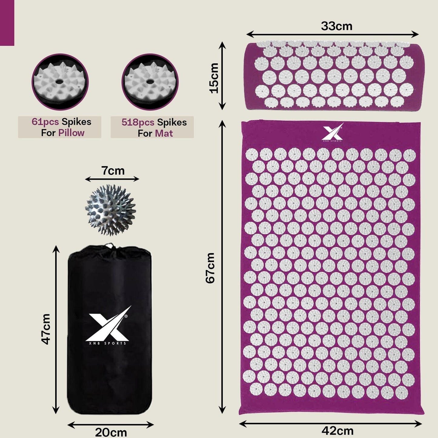 Experience Ultimate Relaxation with XN8 Acupressure Body Mat & Pillow Set for Stress Relief and Massage