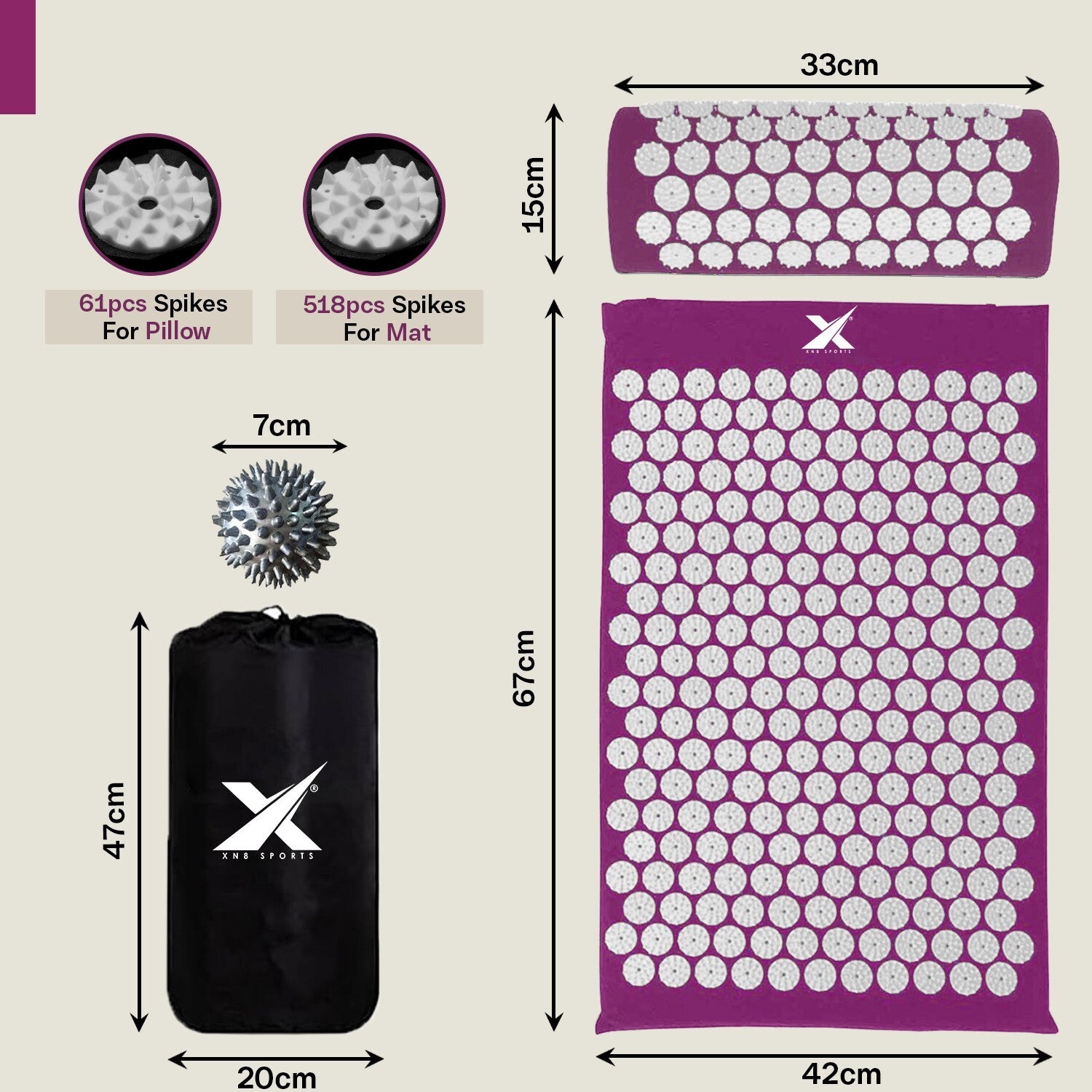 Experience Ultimate Relaxation with XN8 Acupressure Body Mat & Pillow Set for Stress Relief and Massage