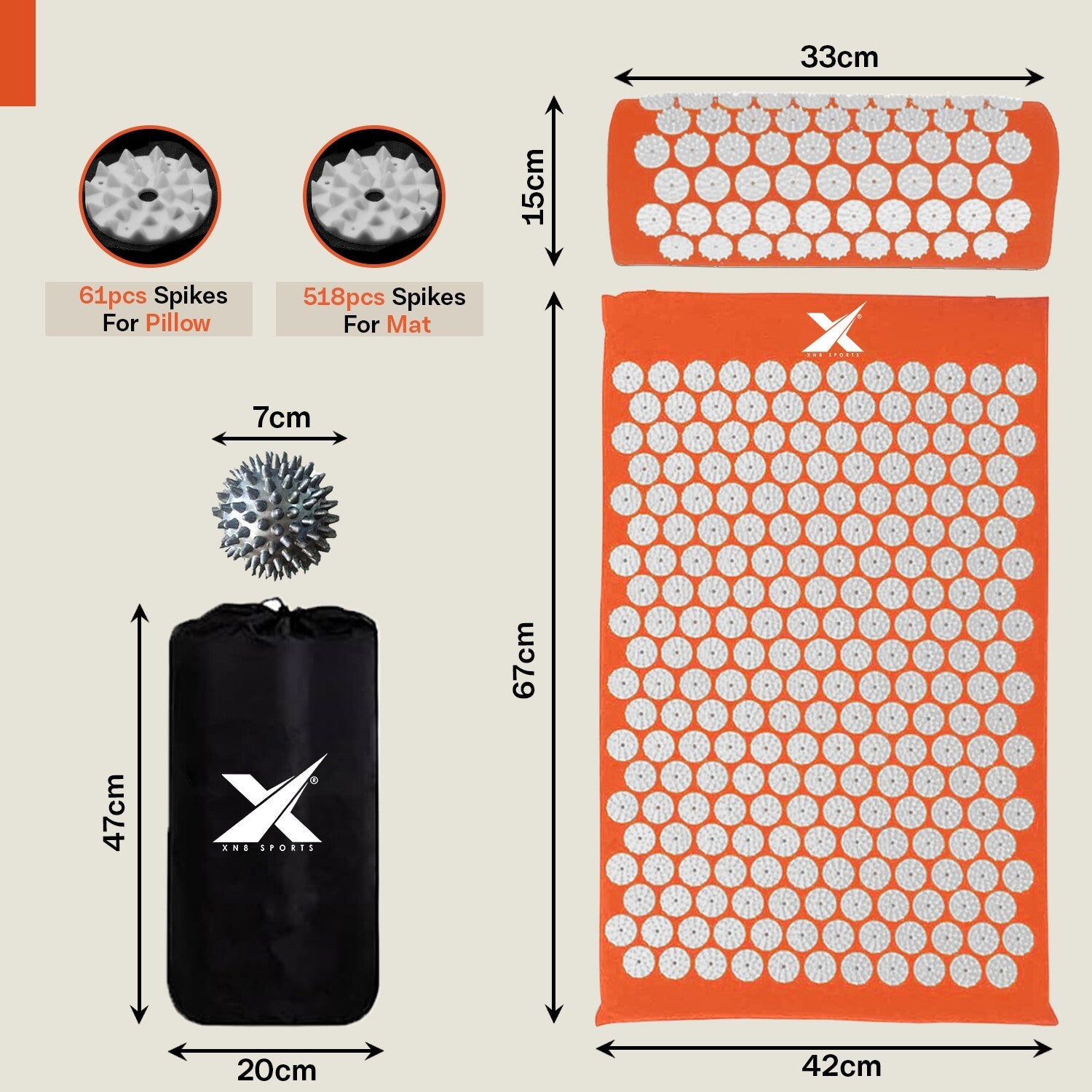 Experience Ultimate Relaxation with XN8 Acupressure Body Mat & Pillow Set for Stress Relief and Massage