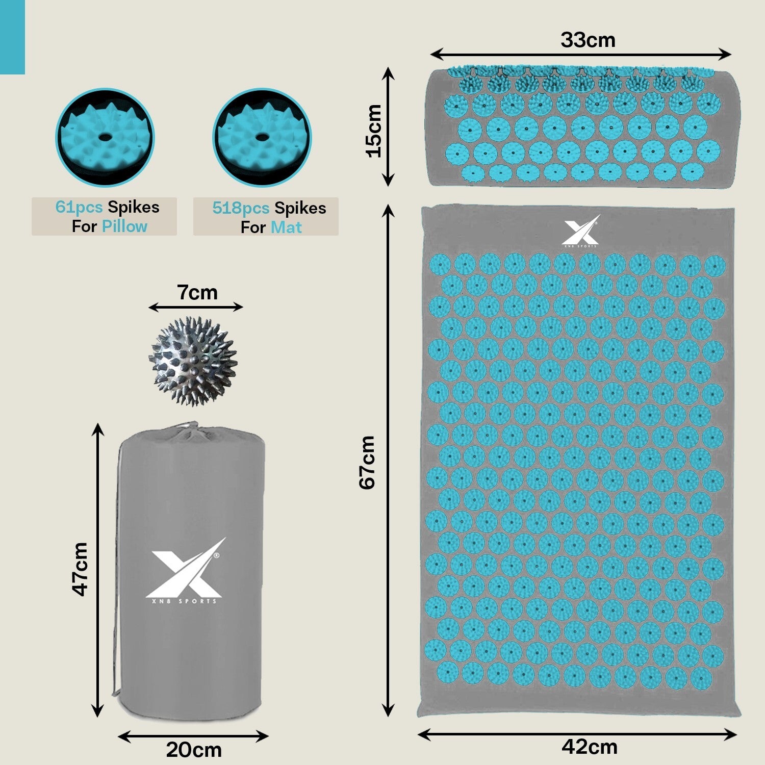 Experience Ultimate Relaxation with XN8 Acupressure Body Mat & Pillow Set for Stress Relief and Massage