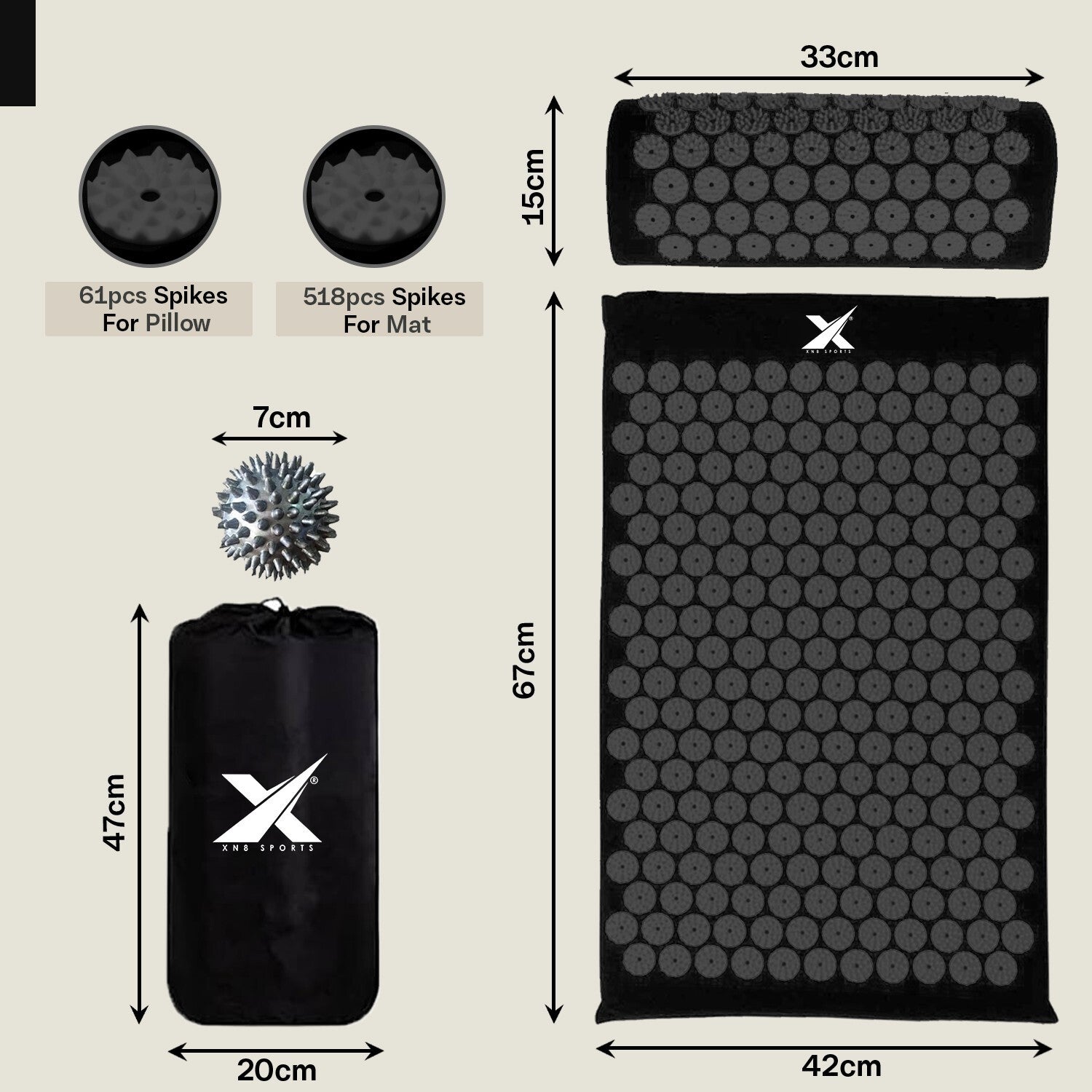 Experience Ultimate Relaxation with XN8 Acupressure Body Mat & Pillow Set for Stress Relief and Massage
